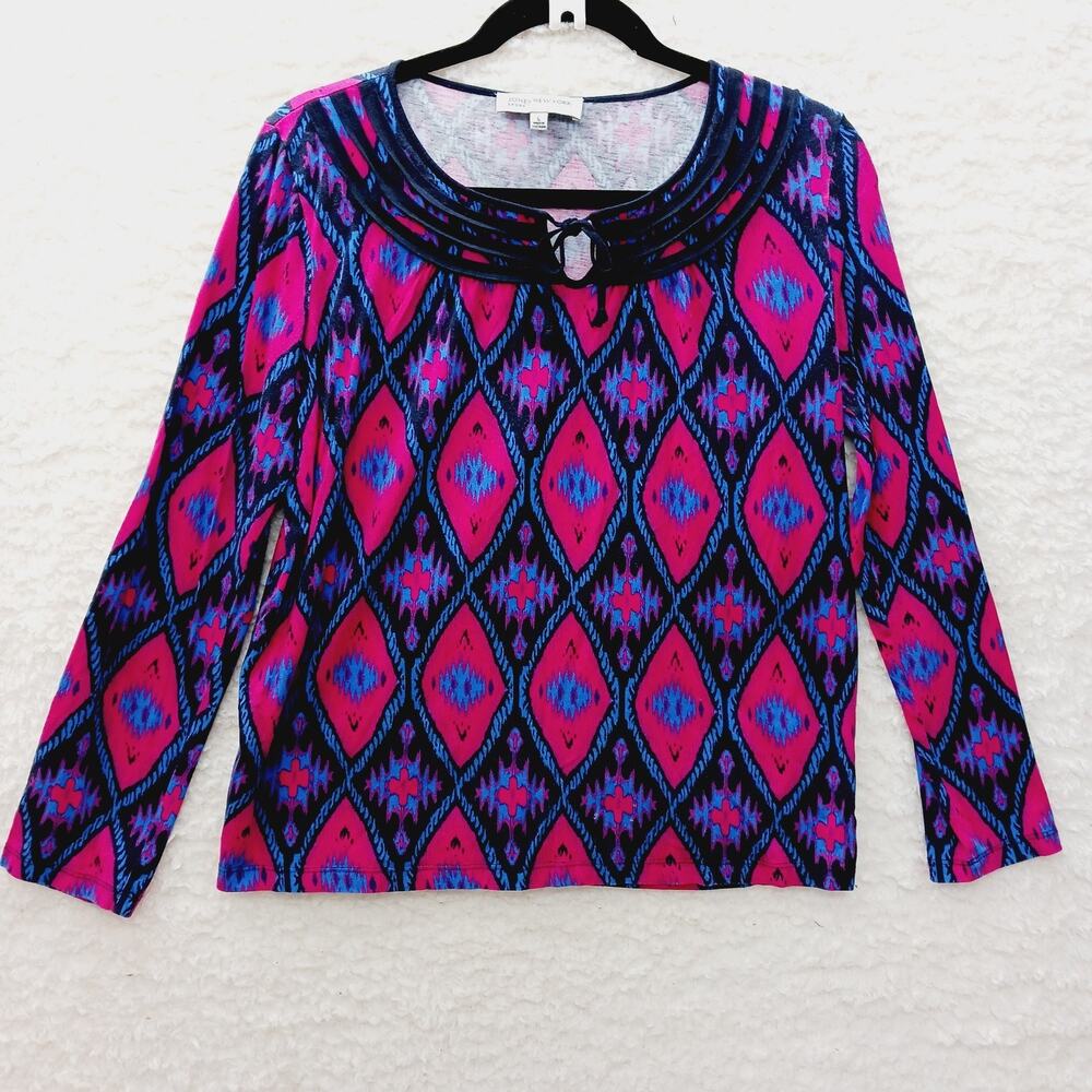 T-Shirt Women Geometric Bold Colorful Boho Maximalist Whimsycore Artsy Size L